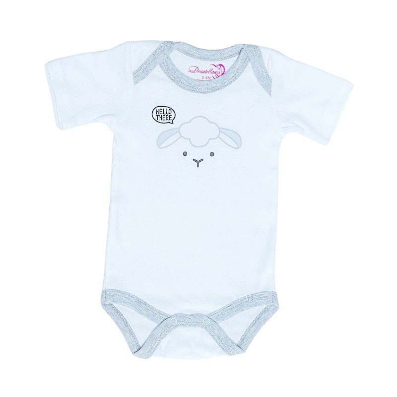 6M Short sleeve Boy white baby onesie Sheep Design Age cotton